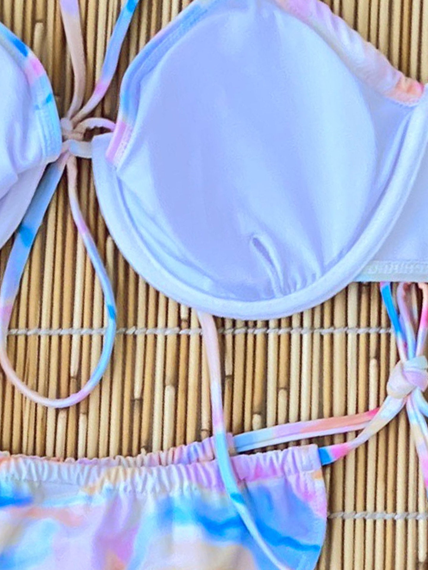 Conjunto de biquíni feminino com aro - Tie-Dye ajustável | Frete grátis