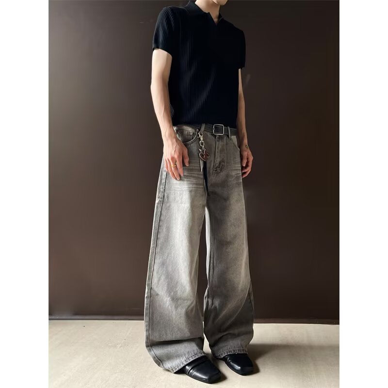 90s Grey Flare Jeans Men's Vintage Denim Pants | Y2K Straight Leg | Free Shipping