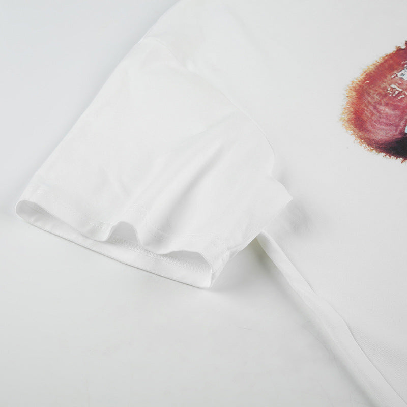 Y2K Lip Print Tee - Oversized Graphic T-Shirt | Crypto Payments
