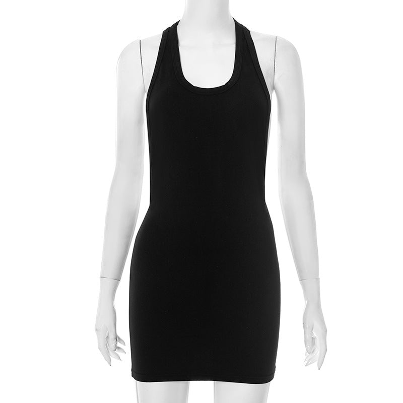 Sexy Black Halter Backless Bodycon Mini Dress – Free Shipping, Crypto Accepted