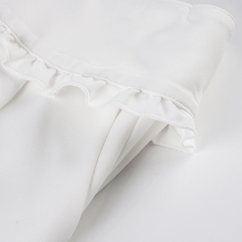 Lace Trim Wide-Leg Pants - Embroidered Waist Trousers | Crypto Payments