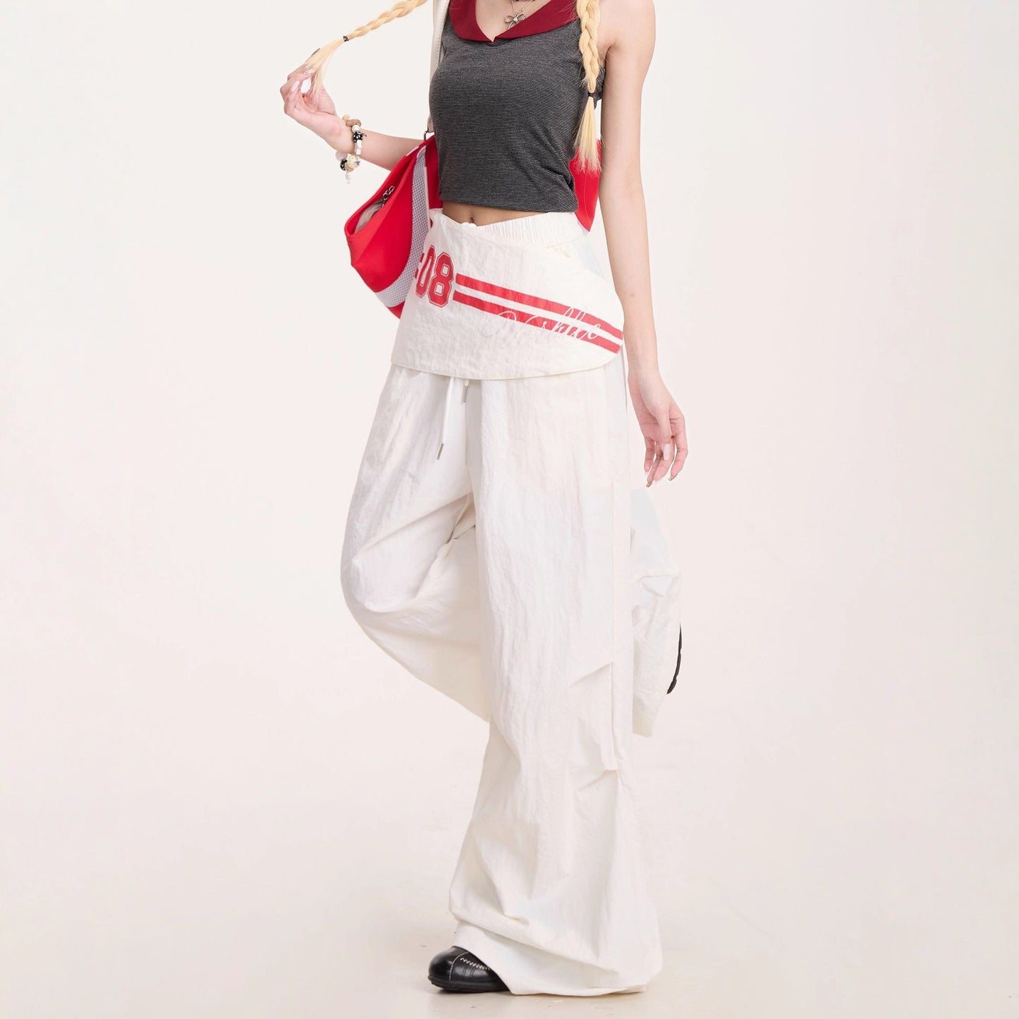 Vintage Cargo Pants - Loose Fit Layered Hem Trousers| Free Shipping|Crypto Payments