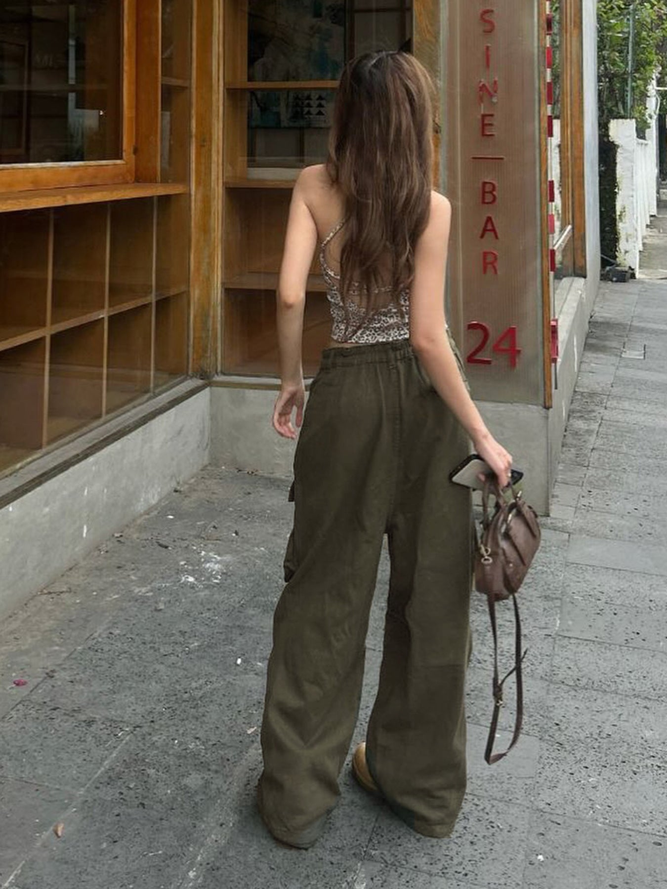Street Style Pleated Cargo Pants - Women's Wide-Leg Utility Trousers | Free Shipping