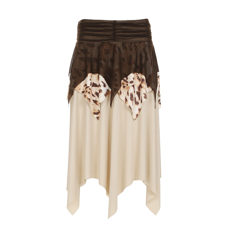 Leopard Mesh Skirt - Tribal Asymmetrical Maxi | Free Shipping|Crypto Payments