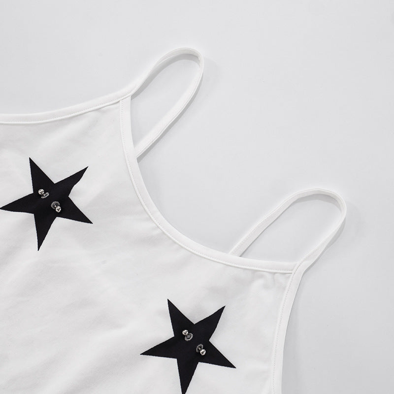 Women's Metallic Star Tank Top - Cute Cropped Tee | Crypto Accepted
