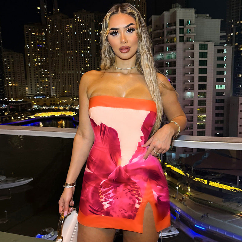 Elegant Floral Bodycon Dress - Crypto Payments | Worldwide Free Shipping