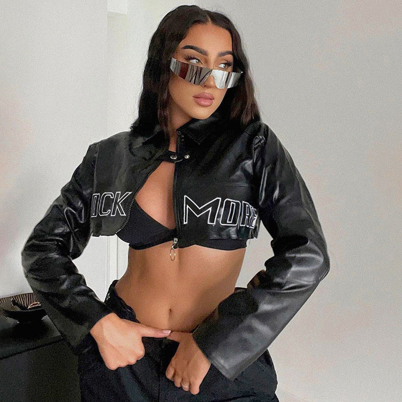 Faux Leather Cropped Jacket for Women - Edgy Biker Chic Top| Free Shipping|Crypto Payments
