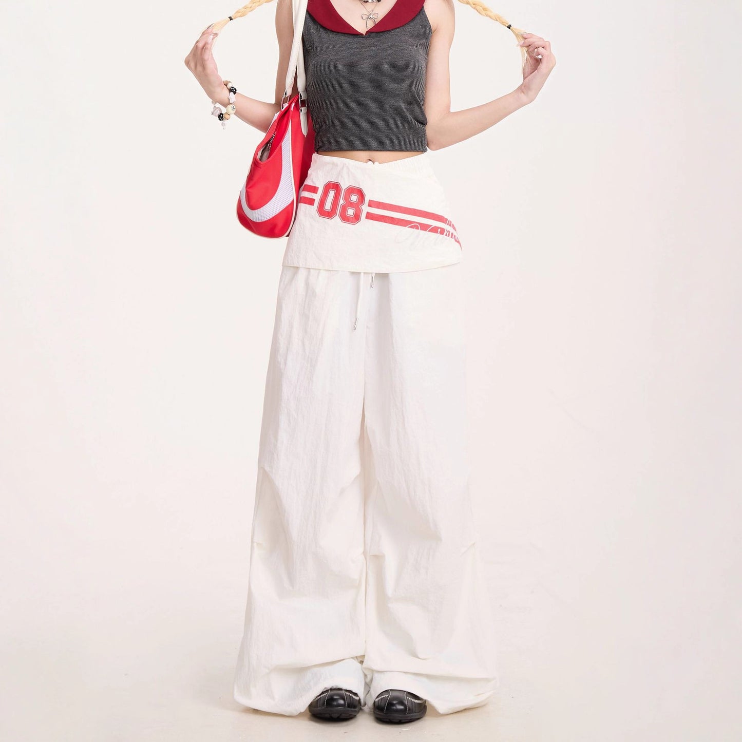 Vintage Cargo Pants - Loose Fit Layered Hem Trousers| Free Shipping|Crypto Payments