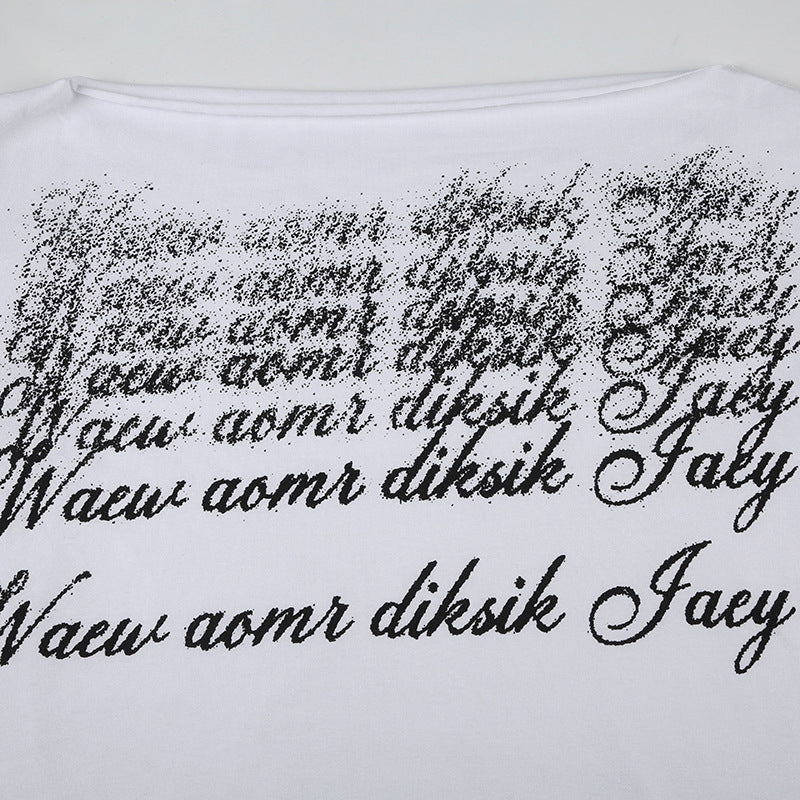 Y2K Off-Shoulder Top - Printed Relaxed Fit Tee | Crypto Payments