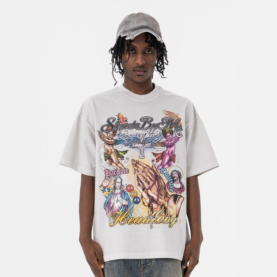Streetwear Spiritual Tee - Distressed Oversized Graphic T-Shirt