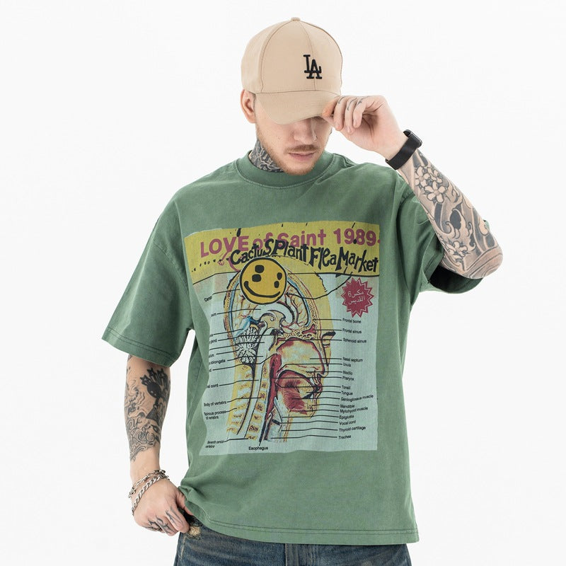 CPFM Smiley Face Graphic T-Shirt for Men – Loose Fit Casual Streetwear Tee