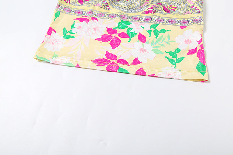 Sexy Yellow Digital Print Crop Top & Shorts Set for Women | Free Shipping | Crypto Accepted