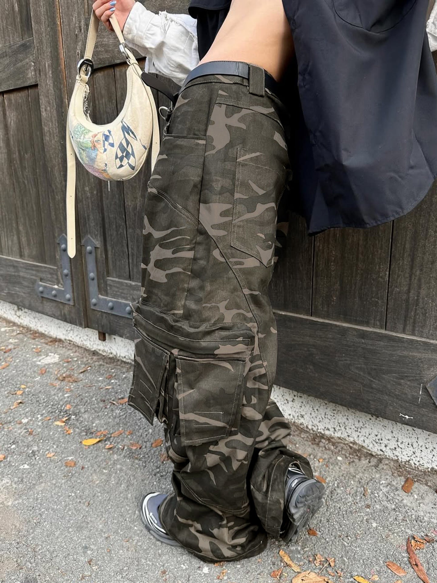Retro Camo Cargo Pants - Women's Low-Rise Streetwear Trousers | Free Shipping