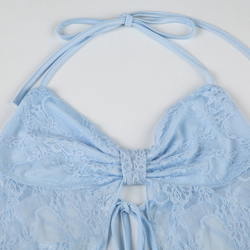 Sheer Lace Bustier - Sweet & Sexy Halter Bralette | Crypto Payments