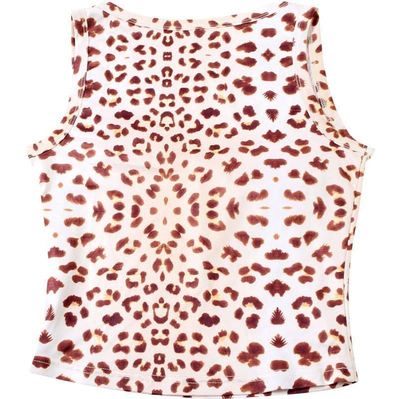 Blusa com decote em V profundo e renda de oncinha – Blusa estampada sexy para mulheres | Frete grátis | Criptomoedas aceitas