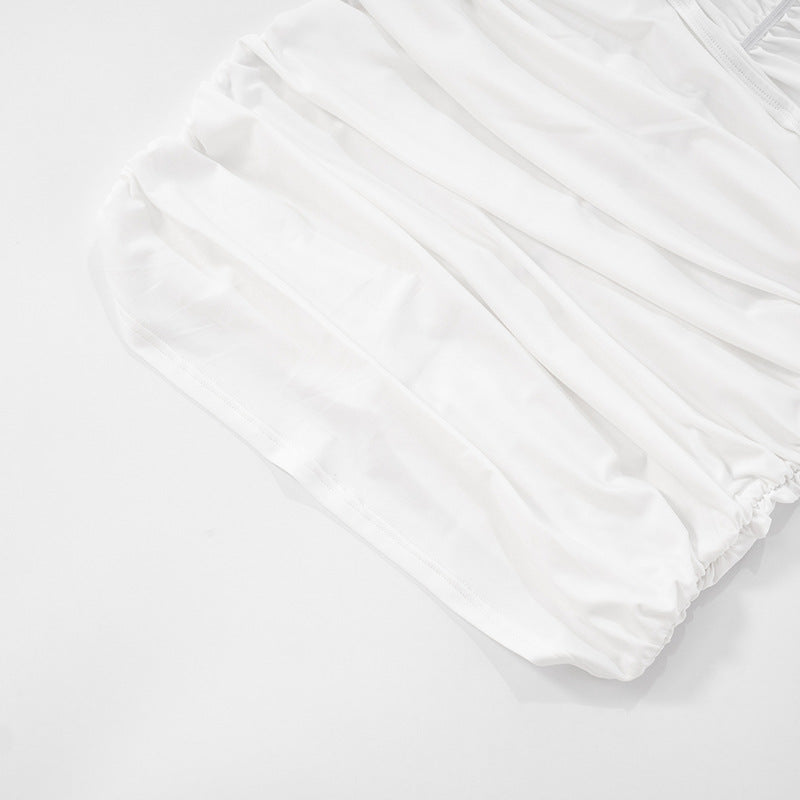 White Halter Backless Ruched Cutout Mini Dress – Sexy Bodycon Style, Free Shipping, Crypto OK