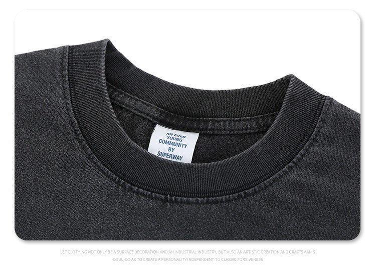 Oversized Vintage Crew Neck Tee | Streetwear T-Shirt for Men | Black Cotton | Free Global Shipping | Crypto Accepted