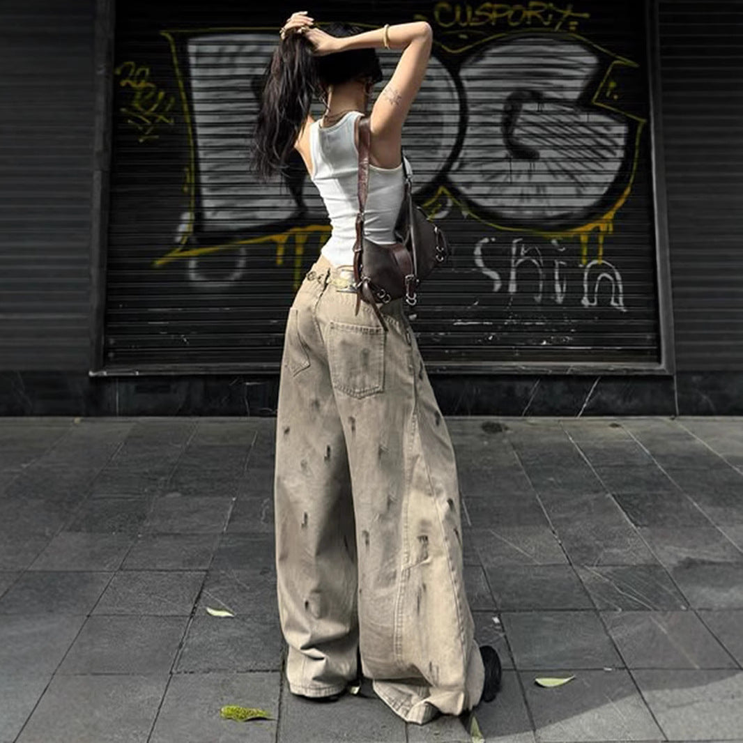 Distressed Wide-Leg Jeans - Vintage Boyfriend Fit Trousers | Crypto Payments