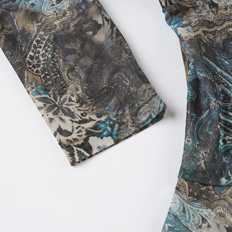 Vintage V-Neck Blouse - Flounce Hem Tie-Front Top| Crypto Payments