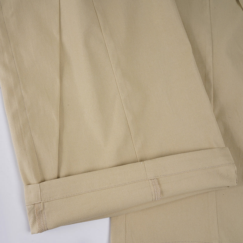 Designer Double Waist Pants - Women's Curved Hem Wide-Leg Trousers | Free Shipping