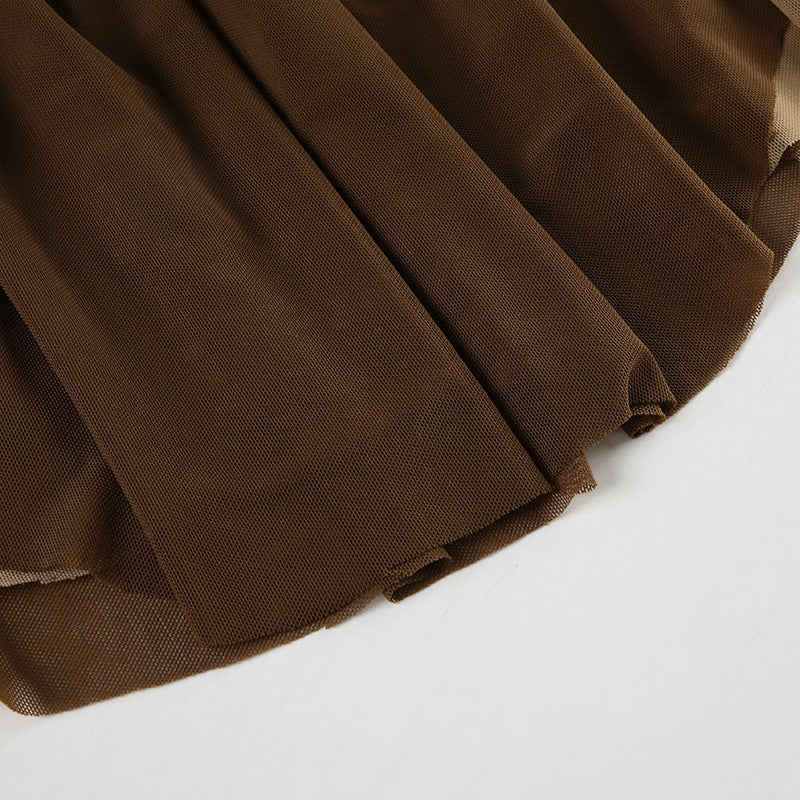 Y2K Mesh Outfit - Halter Top & Pleated Skirt | Free Shipping|Crypto Payments