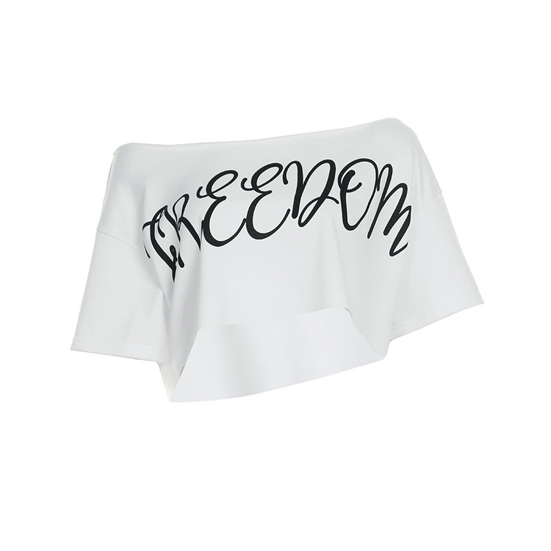 Y2K Off-Shoulder Top - Sexy Printed Crop Tee| Free Shipping|Crypto Payments