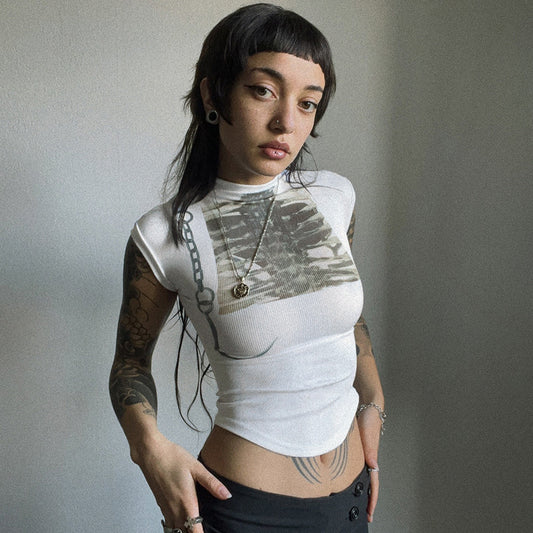 Women's Street Style Graphic Print Crop Top| Free Shipping|Crypto Payments