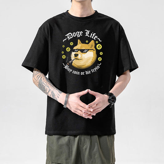 Men’s Crypto T-Shirt | 100% Cotton Blockchain Tee with Bitcoin, Ethereum, Dogecoin Prints | XS–2XL | Free Global Shipping