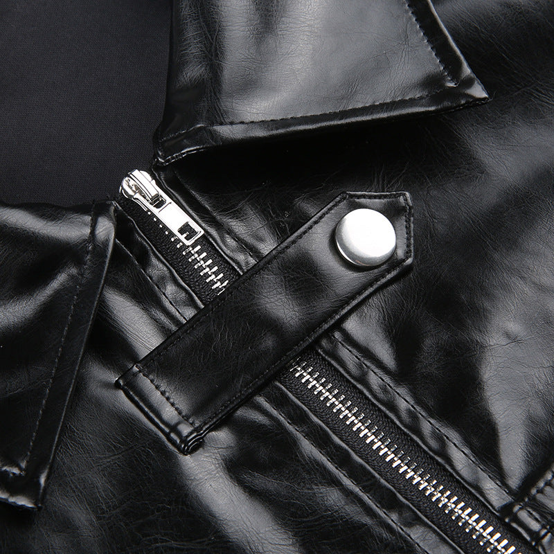 Faux Leather Cropped Jacket for Women - Edgy Biker Chic Top| Free Shipping|Crypto Payments