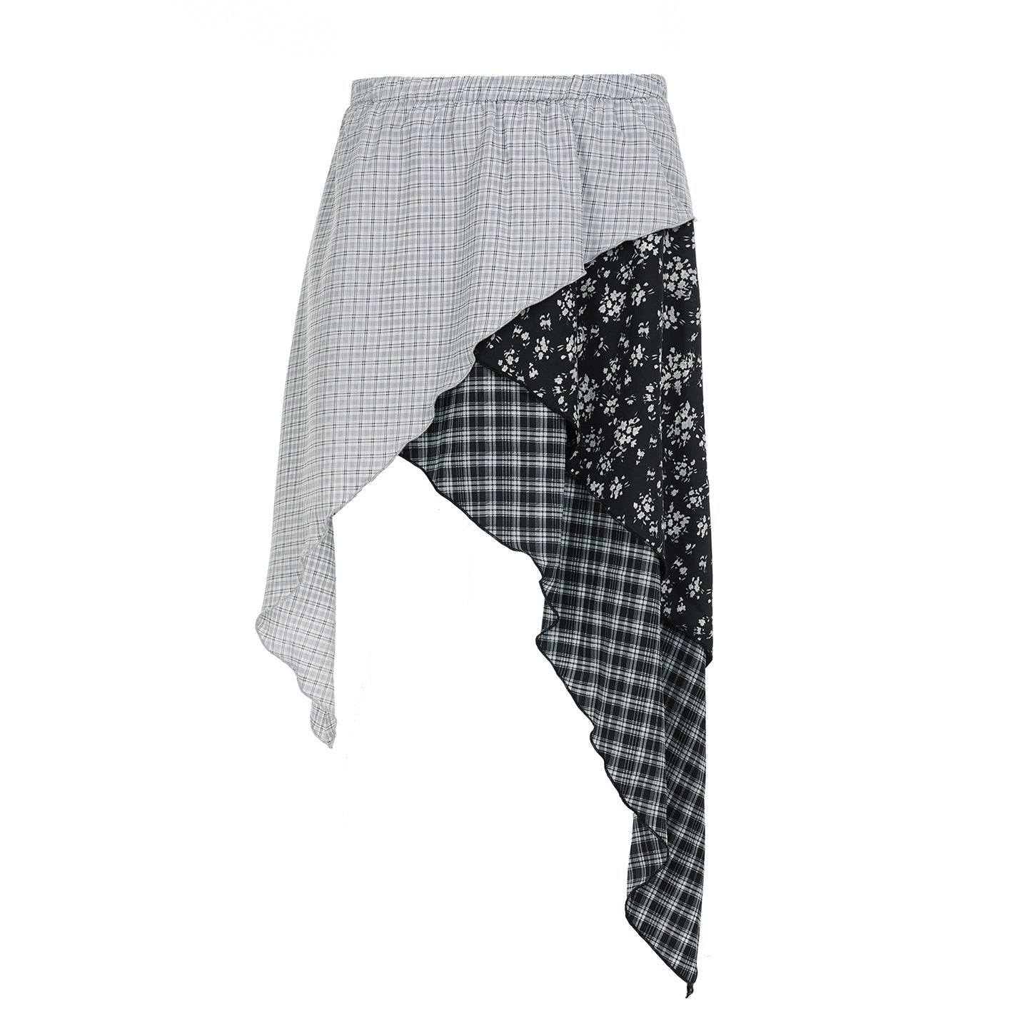 Grunge Plaid Mini Skirt - Asymmetrical Post-Apocalyptic Style | Free Shipping