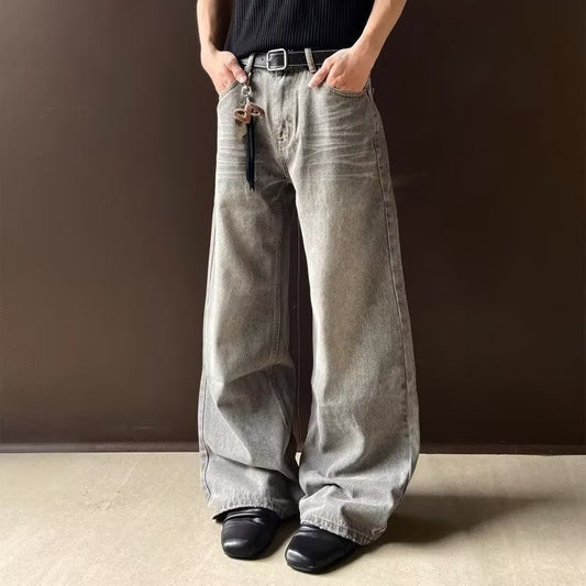 90s Grey Flare Jeans Men's Vintage Denim Pants | Y2K Straight Leg | Free Shipping