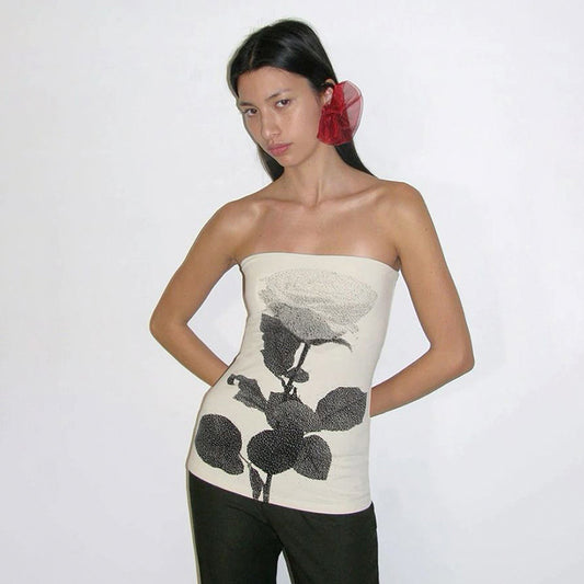 Retro Spray-Print Bandeau Top - Longline Seamless Cami| Free Shipping|Crypto Payments