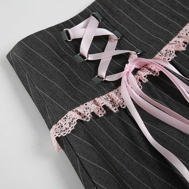 Dark Femme Pleated Skirt - Edgy Bow Detail Mini | Free Shipping| Crypto Payments