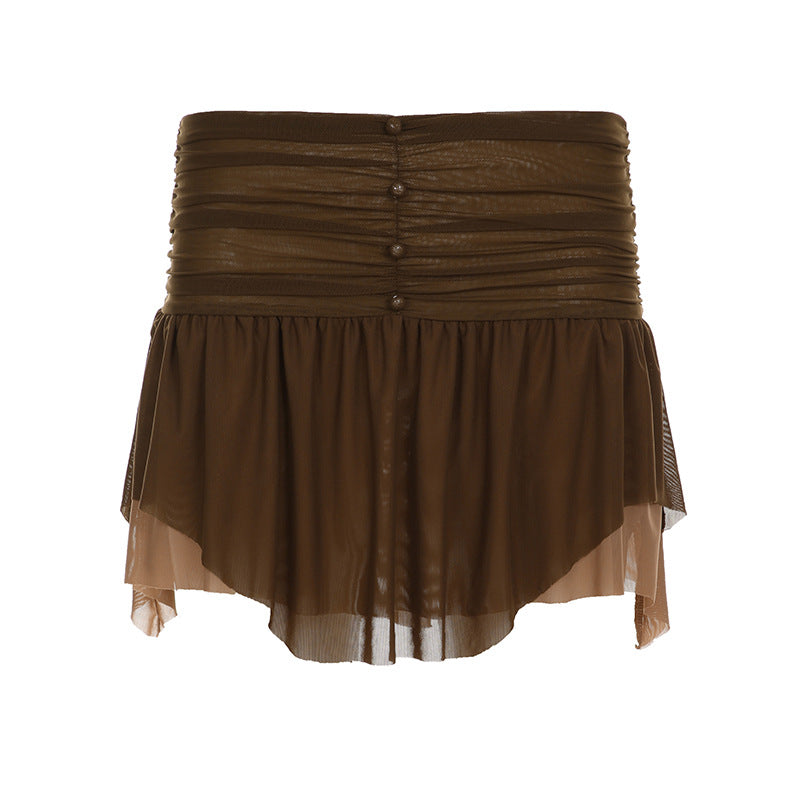 Y2K Mesh Outfit - Halter Top & Pleated Skirt | Free Shipping|Crypto Payments
