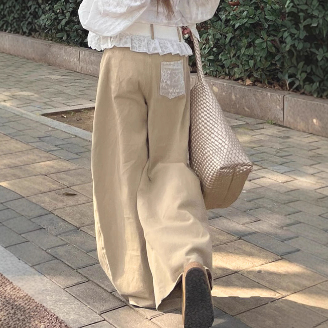 Lace Trim Culottes - Retro Wide-Leg Scimitar Pants | Free Shipping|Crypto Payments