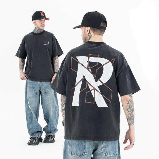 90s Style Streetwear Tee - Vintage Washed Cotton Oversized Logo T-Shirt