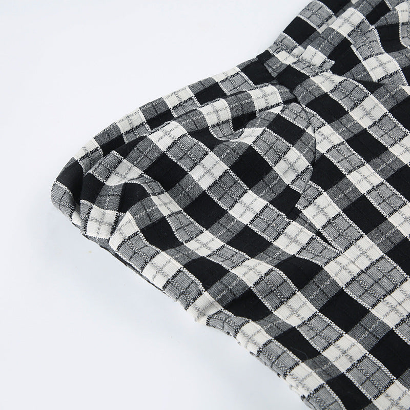 Plaid Corset Top - Off-Shoulder Streetwear Blouse | Free Shipping|Crypto Payments