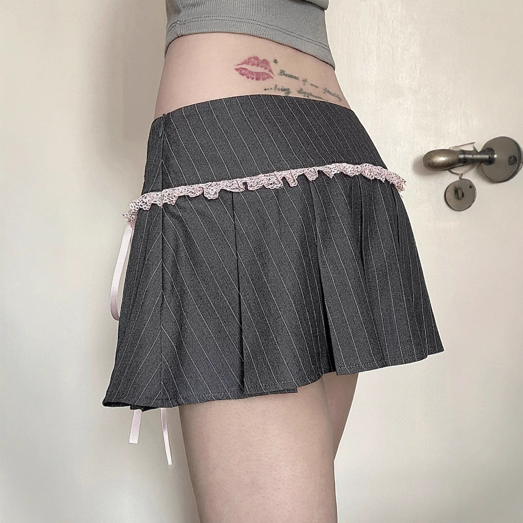 Dark Femme Pleated Skirt - Edgy Bow Detail Mini | Free Shipping| Crypto Payments