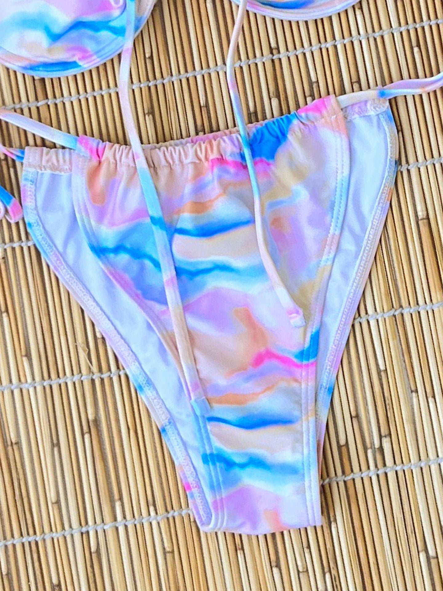 Conjunto de biquíni feminino com aro - Tie-Dye ajustável | Frete grátis