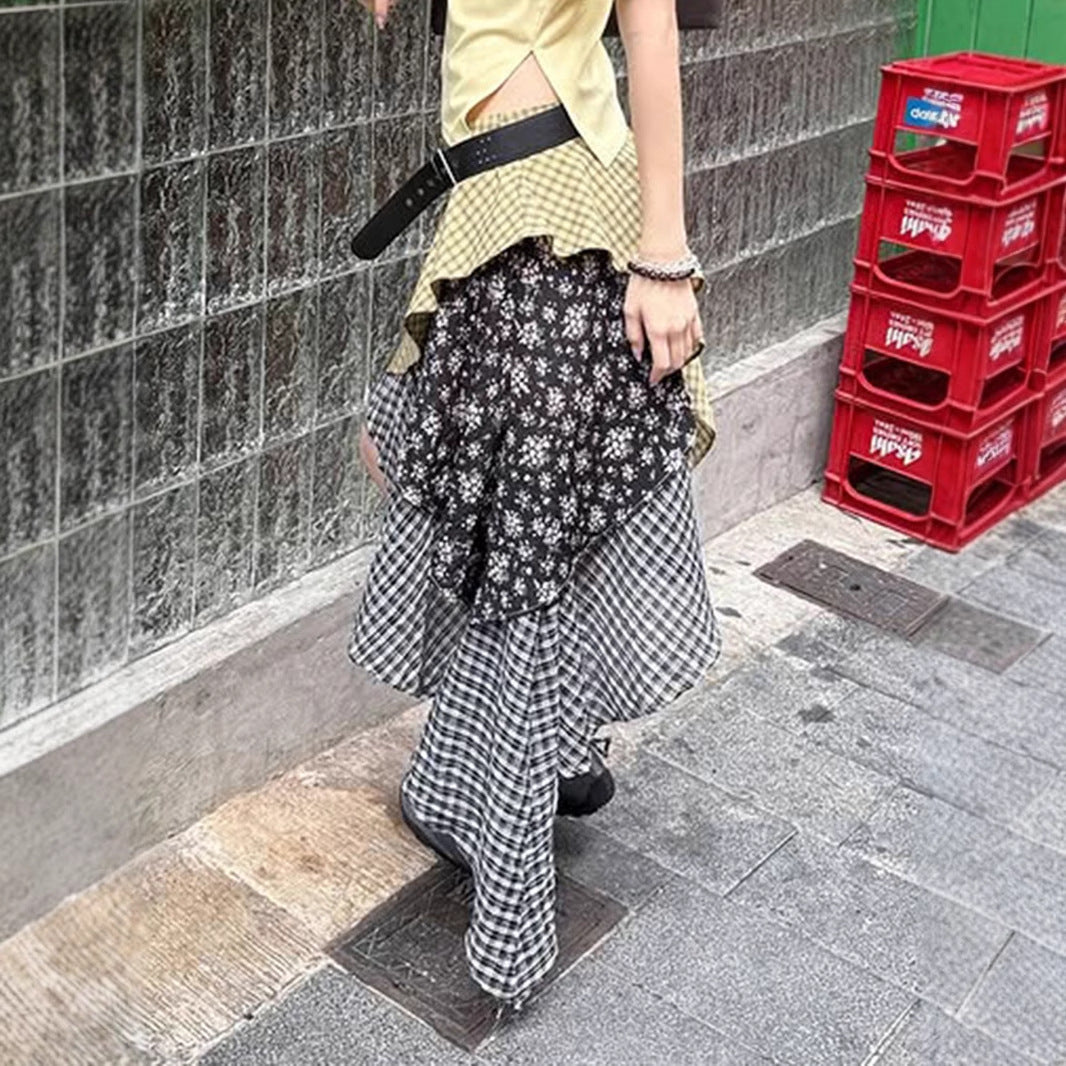 Grunge Plaid Mini Skirt - Asymmetrical Post-Apocalyptic Style | Free Shipping