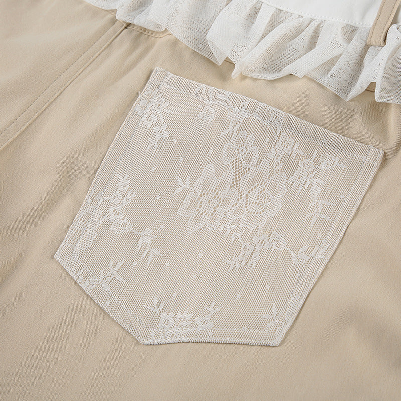 Lace Trim Culottes - Retro Wide-Leg Scimitar Pants | Free Shipping|Crypto Payments
