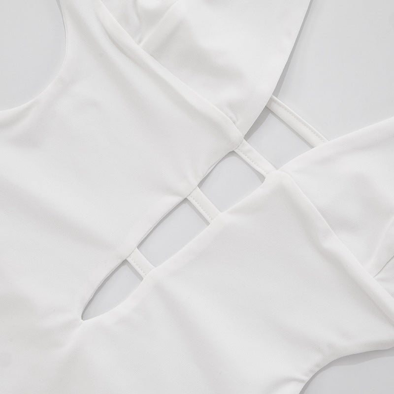 Vestido justo sexy com alças finas - costas nuas e fenda alta | Frete grátis para todo o mundo
