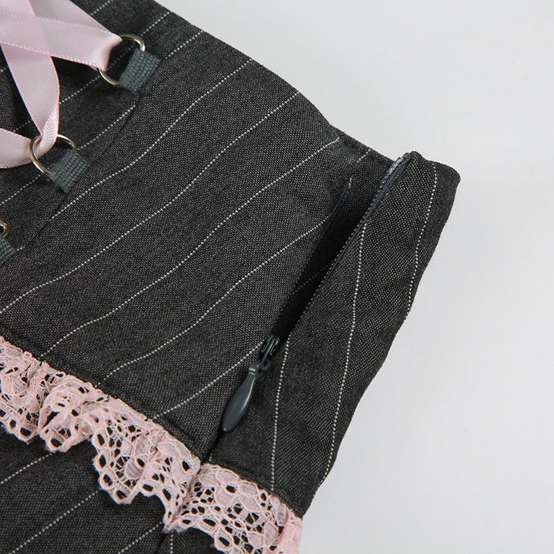 Dark Femme Pleated Skirt - Edgy Bow Detail Mini | Free Shipping| Crypto Payments