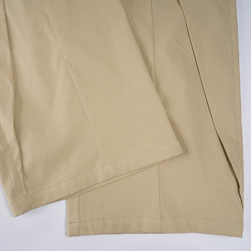Designer Double Waist Pants - Women's Curved Hem Wide-Leg Trousers | Free Shipping