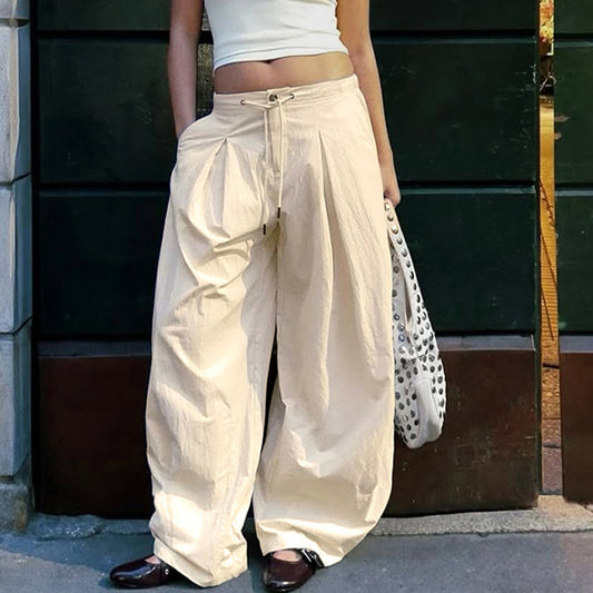 Hip-Hop Wide-Leg Pants - Pleated Streetwear Trousers | Crypto Payments