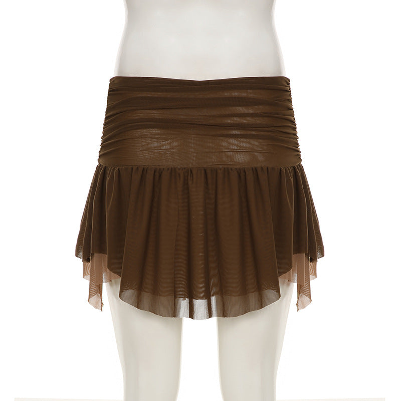 Y2K Mesh Outfit - Halter Top & Pleated Skirt | Free Shipping|Crypto Payments