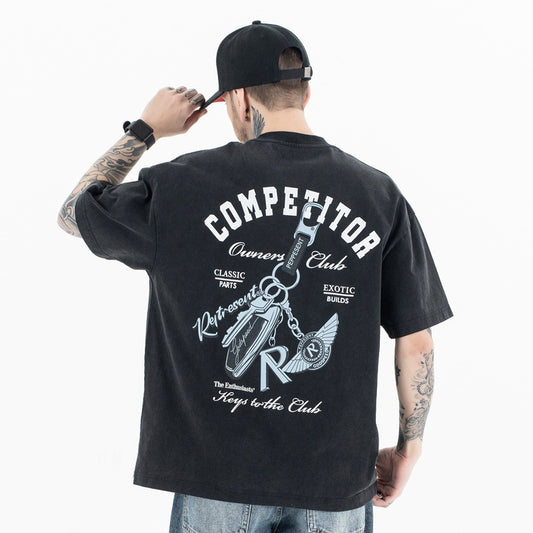 Oversized Hip Hop T-Shirt Men's Streetwear Graphic Tee - Urban High Fashion Letter Print Top