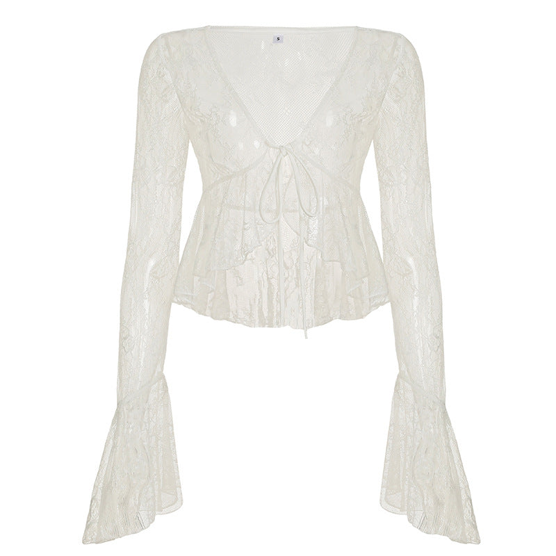 Bohemian Cover-Up Blouse - Floral Sleeve Crop Top | Free Shipping