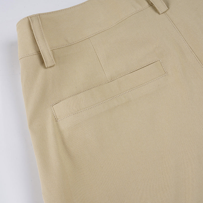Designer Double Waist Pants - Women's Curved Hem Wide-Leg Trousers | Free Shipping