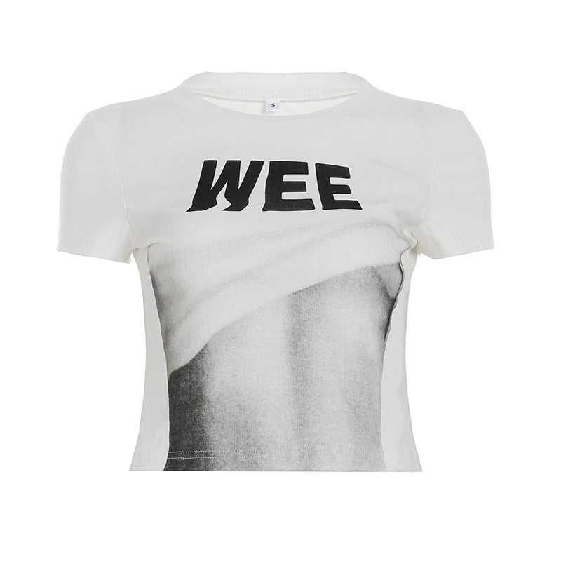 Y2K Graphic Top - Structured Shoulder Crop Tee |Free Shipping|Crypto Payments